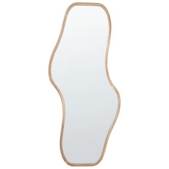 Beliani Espejo De Pared Moderno Marco De Madera De Paulownia Clara Forma Irregular Con Ganchos Biollet