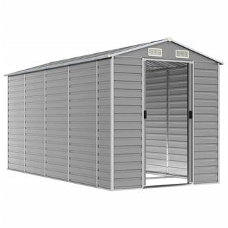 Berkfield Home Garden Shed Light Grey 191x385x198 cm Galvanised Steel | Size: 191 x 385 x 198 cm