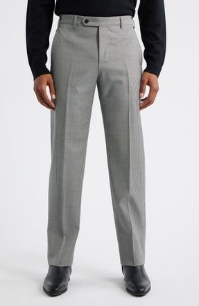 Zanella Devon Flat Front Wool Dress Pants in Black at Nordstrom, Size 35