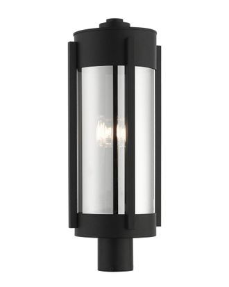 Livex Lighting 3-Light Black With Brushed Nickel Candles Outdoor Post Top Lantern