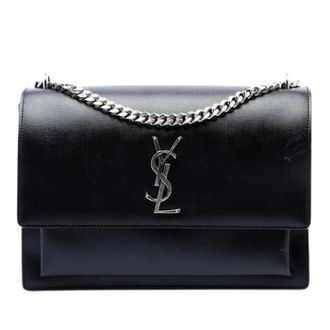 Saint Laurent Pre-owned The Sunset Shoulder Bag - Dames - Pre-owned - Zwart - Maat: ONE Size Leer