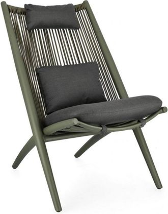 Konte Design Lote de 2 sillones de aluminio verde y tela de cuerda verde
