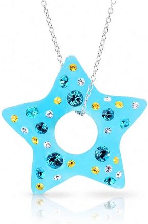 Gold & Honey Womens Confetti Star Necklace In Blue