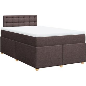 vidaXL Vidaxl - Cama Box Spring Con Colch&oacute;n Tela Marr&oacute;n Oscuro 120x200 Cm