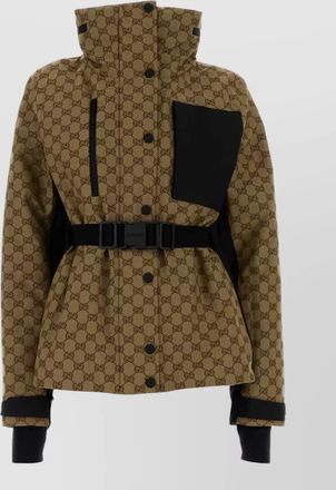Gucci nylon padded jacket high collar belt