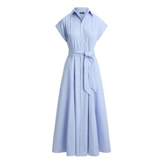 Ralph Lauren Shirt Dresses, female, Blue, Size: XS Striped Belted Shirt Dress