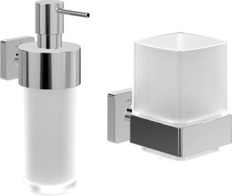 Villeroy & Boch Villeroy&boch - Portavasos + Dispensador de jabón Elements Striking Chrome