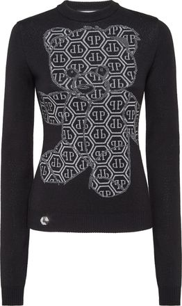 Philipp Plein Pullover Round Neck Sexy Pure Strass Teddy Bear