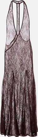 Adriana Degreas Abito lungo in pizzo trasparente