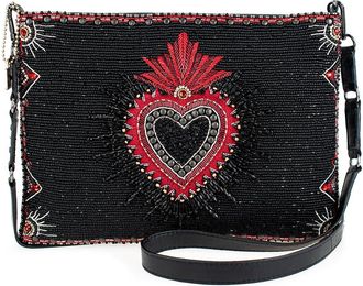 Mary Frances Mary Frances Womens Beaded Sacred Soul Searcher BeadedSacred Heart Crossbody Handbag, Black, One Size
