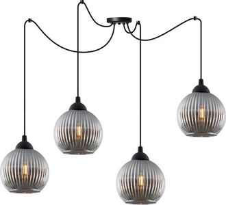 OEM L&aacute;mpara Colgante Riffle Spider Negra 4 Planas Forma De Grafito Bolas E27