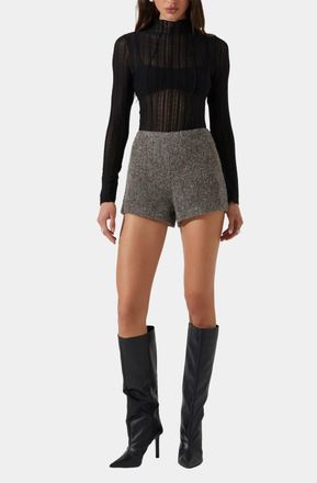 Astr Rivka High Waist Shorts In Taupe Grey