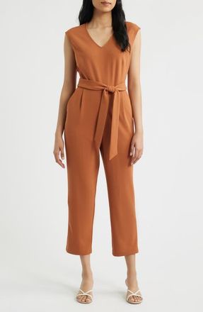 Anne Klein V-Neck Jumpsuit in Cedar Spice at Nordstrom, Size X-Large P