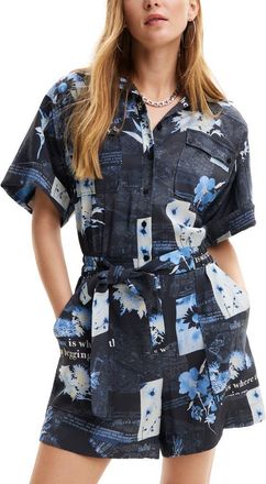Desigual Map Romper in Blue at Nordstrom, Size X-Small