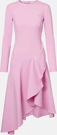 Oscar De La Renta Abito midi asimmetrico in misto lana