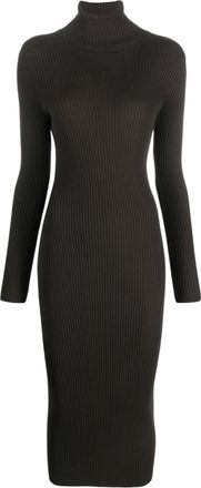 P.A.R.O.S.H. ribbed-knit roll-neck midi dress - women - Polycarbamide/Viscose - M - Brown