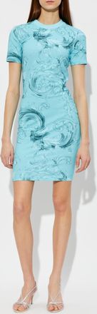 Versace Jeans Couture Dress With barocco Print, Womens, Blue