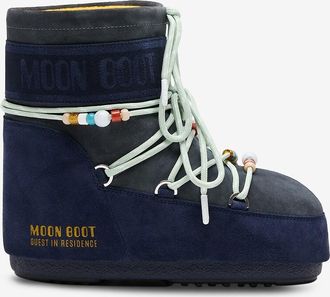 Moon Boot Wildleder-Schneestiefel mit Perlen Icon Low