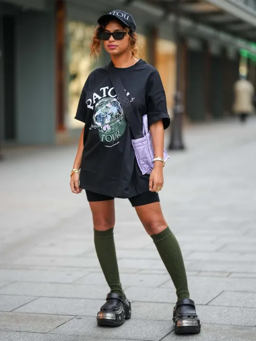 Oversized shirt with biker shorts on sale