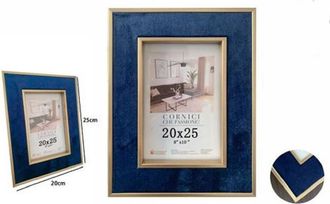 Trade Shop Trade Shop - Cornice Per Foto Poster Quadri Tele Portafoto 20 X 25 Cm Blu Con Bordi Oro 70313