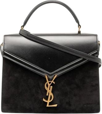 Saint Laurent Pre-owned Handbags, female, Black, Size: ONE SIZE Pre-owned Suede Shoulder Bag