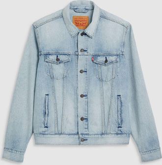 Levi's Mens Levis Light Wash Trucker Denim Jacket with Chest Pocket in Build A House - Blue - Size Large