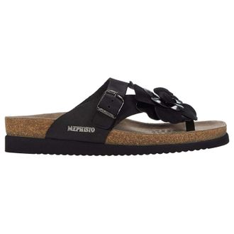 Mephisto Mephisto Helen Flower Nubuck Womens Toe Post Sandals - Black - Size:UK 4.5