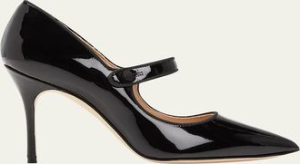 Manolo Blahnik Campari Patent Mary Jane Pumps
