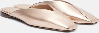 Max Mara Metallic leather mules