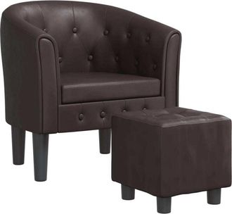 vidaXL Vidaxl - Poltrona a Pozzetto con Poggiapiedi Marrone in Similpelle