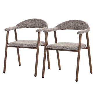 ML Design Ml-design Juego 2 Sillas De Comedor Con Reposabrazos, Asientos De Cocina Y Sal&oacute;n Con Respaldo, Tapizado Tejido Y Estructura De Acero Con Aspecto Mader