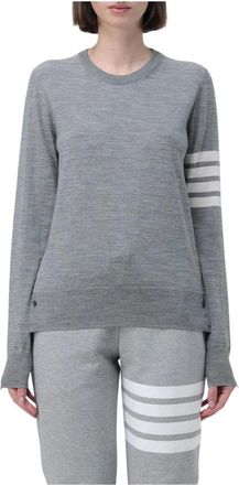 Thom Browne Round-neck Knitwear, female, Gray, 2XS, Cable Knit Jumper