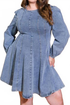 Flying Tomato Lainey Denim Dress - Plus In Blue Acid