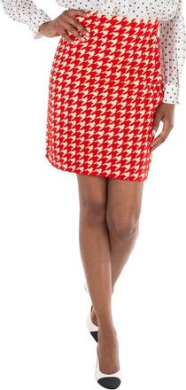 Burberry Houndstooth Nylon Blend Mini Skirt, Size Medium