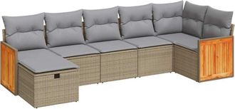 vidaXL Vidaxl - Set Sof&aacute;s De Jard&iacute;n 7 Piezas Y Cojines Rat&aacute;n Sint&eacute;tico Beige