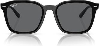 Ray-Ban 66mm Polarized Oversize Square Sunglasses in Black /Dark Grey Polar at Nordstrom