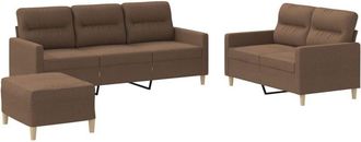 vidaXL Vidaxl - Juego De Sof&aacute;s Con Cojines 3 Piezas Tela Marr&oacute;n