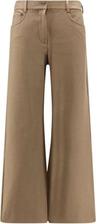 Max Mara Gela Wijde Broek - Dames - Wijde Broeken - Bruin - S - Katoen - Broeken