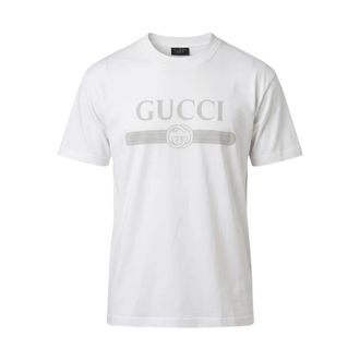 Gucci T-shirt van katoenen jersey met print - Heren - T-shirts - Wit - XL - Katoen - Tops