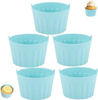 OEM 5 Piezas, Moldes Silicona Hornear Pasteles, Moldes Silicona Cupcakes Freidora Aire, Moldes Silicona Aptos Alimentos Freidoras Azul, 8 X 5 Cm