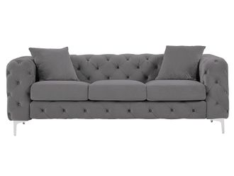 VENTE-UNIQUE.COM Sof&aacute; fijo terciopelo 3 plazas gris antracita 220x91cm