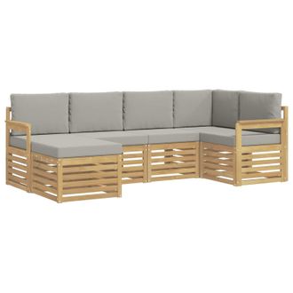 vidaXL Conjunto De Sof&aacute;s De Exterior 6 Pcs Blanco Y Gris Claro Vidaxl