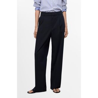 Mango Pleated Wide Leg Pants in Navy at Nordstrom Rack, Size 6