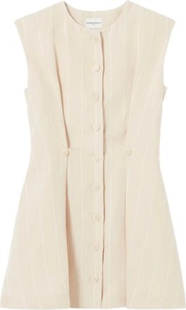 Claudie Pierlot Gestreepte mini-jurk met knopen - Beige