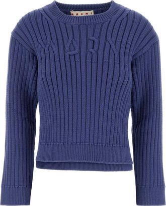 Marni Cerulean Sweater - Dames - Ronde hals truien - Blauw - 3XS - Katoen - Truien & Vesten