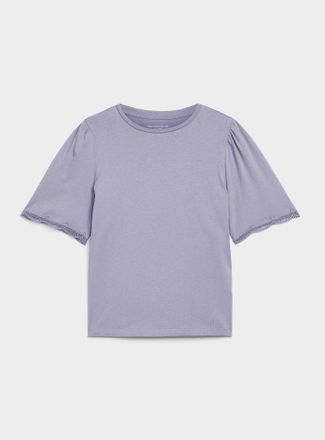 Contemporaine Womens Scalloped puff sleeves relaxed T-shirt