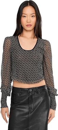Free People Dottie Knit Top - Printed Womens Clothing Black Combo : LG (Womens 12-14), Elastane/Polyester