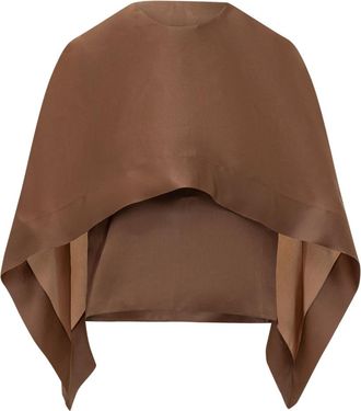 Alberta Ferretti Brown Round Neck Cape Top