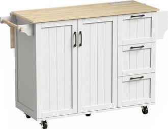 HOMCOM Isla de cocina 134.5x75.2x90.5 cm blanco