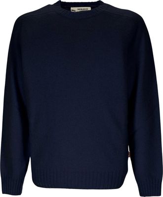 Sebago Deep Navy Wool Sweater with Ribbed Detailing